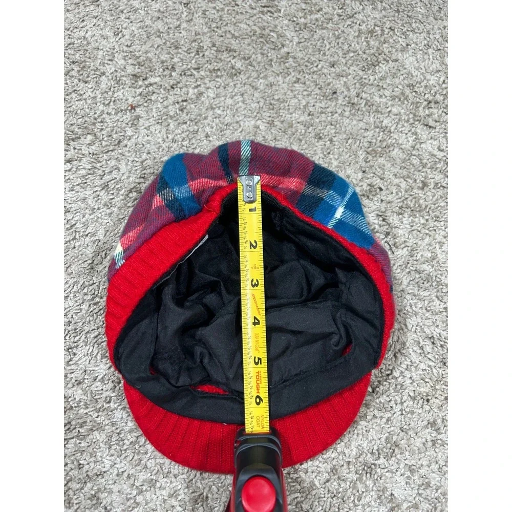 Vintage‎ Plaid Newsboy Cap Red Blue Fall Retro Preppy Indie 90s Funky Eclectic